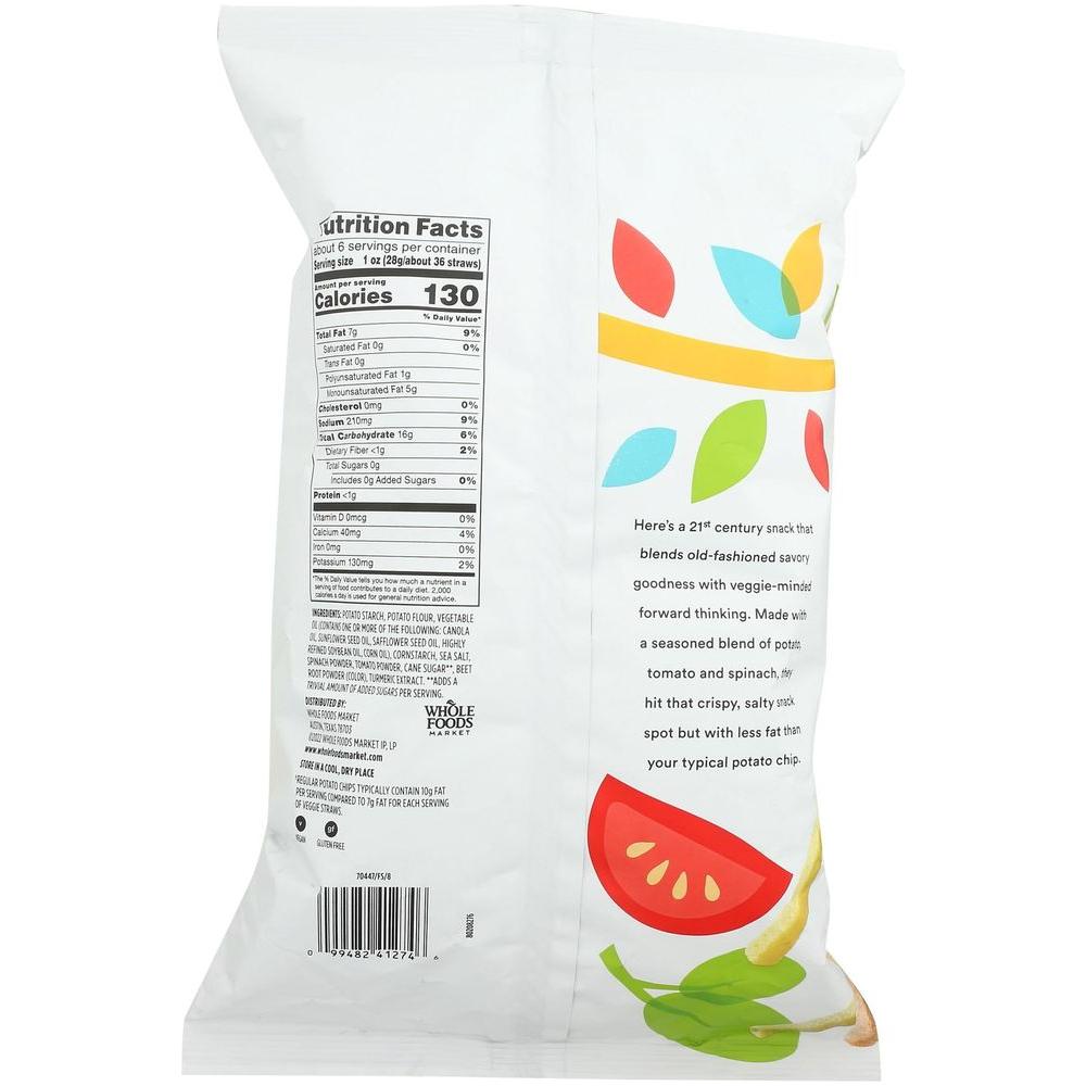 365 by Whole Foods Market, Original Veggie Straws, 6 Ounce - Whlsome - Vegetable Snacks