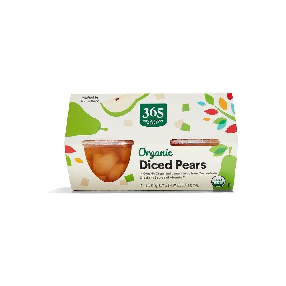 365 by Whole Foods Market Pears Diced Organic 4 Count 16 Ounce - Whlsome - Dried Fruits