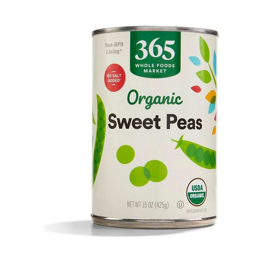 365 by Whole Foods Market Peas Sweet Organic 15 Ounce - Whlsome - Canned Beans