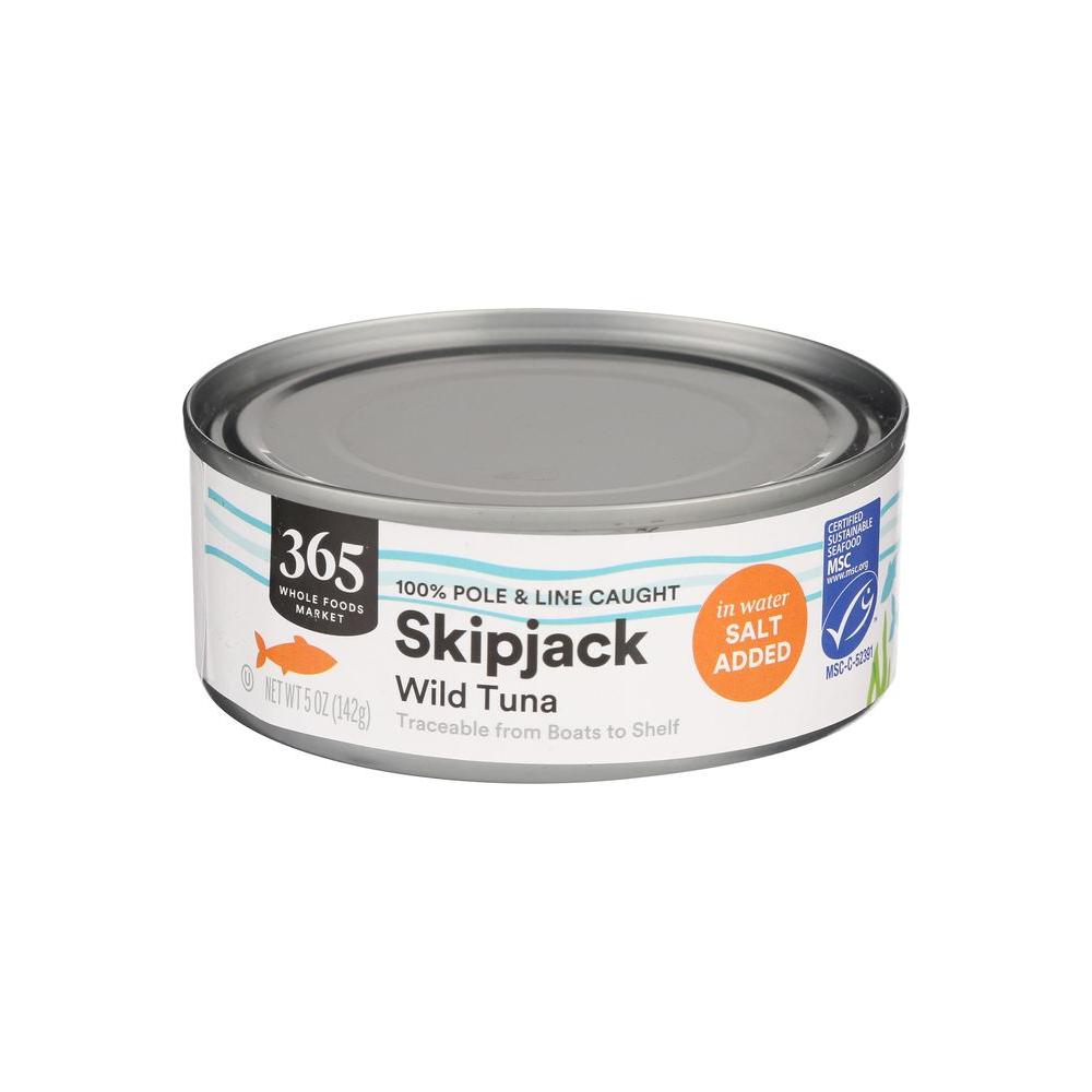 365 by Whole Foods Market Salted Skipjack Tuna in Water 5 Ounce - Whlsome - Seafood Products