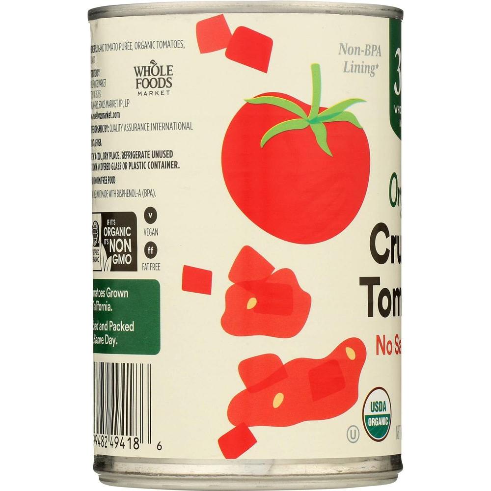 365 by Whole Foods Market Tomatoes Crushed No Salt Added Organic 15 Ounce - Whlsome - Canned &amp; Jarred Vegetables