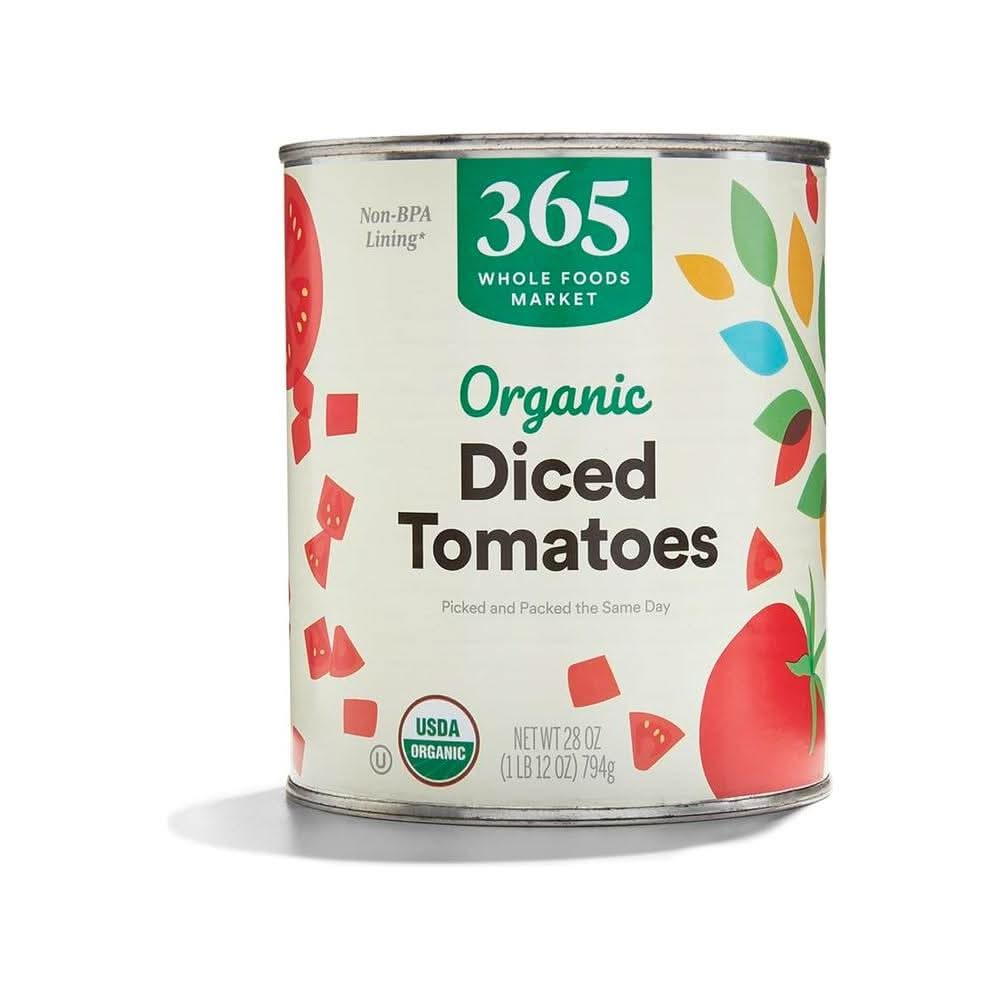 365 by Whole Foods Market Tomatoes Diced Organic 28 Ounce - Whlsome - Vegetable Snacks