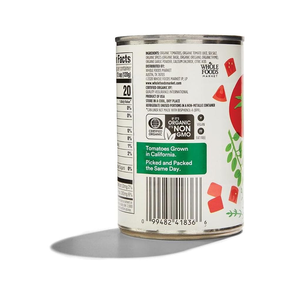 365 by Whole Foods Market Tomatoes Diced With Italian Herbs Organic 145 Ounce - Whlsome - Vegetable Snacks