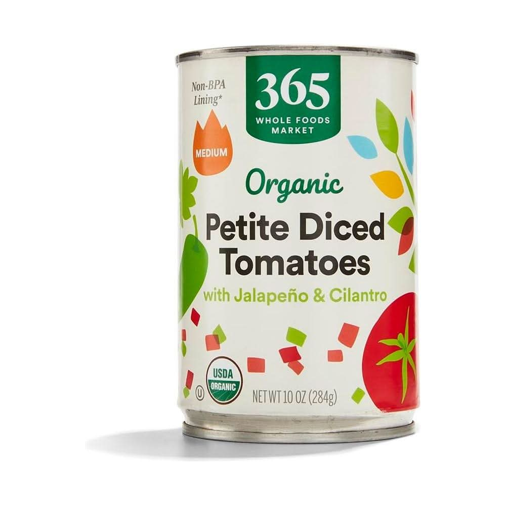 365 by Whole Foods Market Tomatoes Petite Diced With Jalapeno Cilantro Organic 10 Ounce - Whlsome - Vegetable Snacks