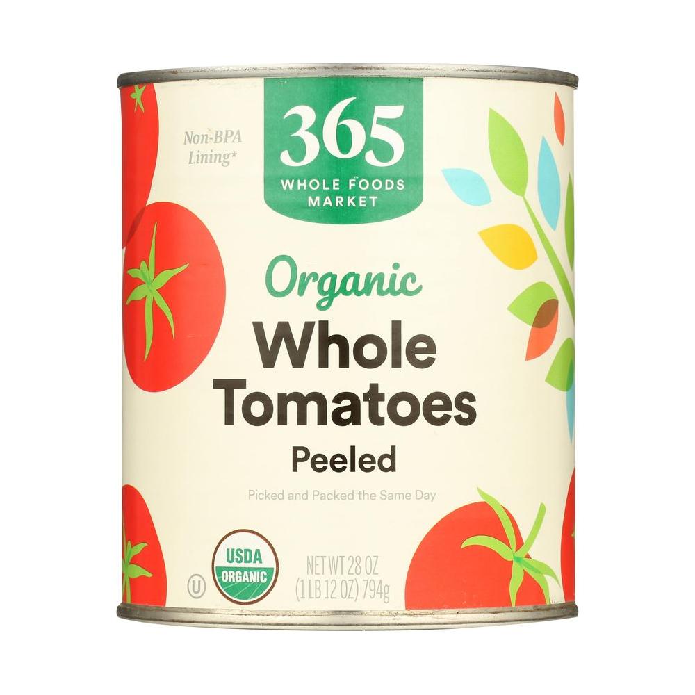 365 by Whole Foods Market Tomatoes Whole Peeled Organic 28 Ounce - Whlsome - Pasta