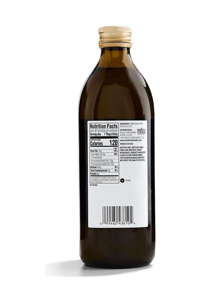 365 by Whole Foods Market, Unfiltered Extra Virgin Italian Olive Oil, 33.8 Fl Oz - Whlsome - Olive Oil