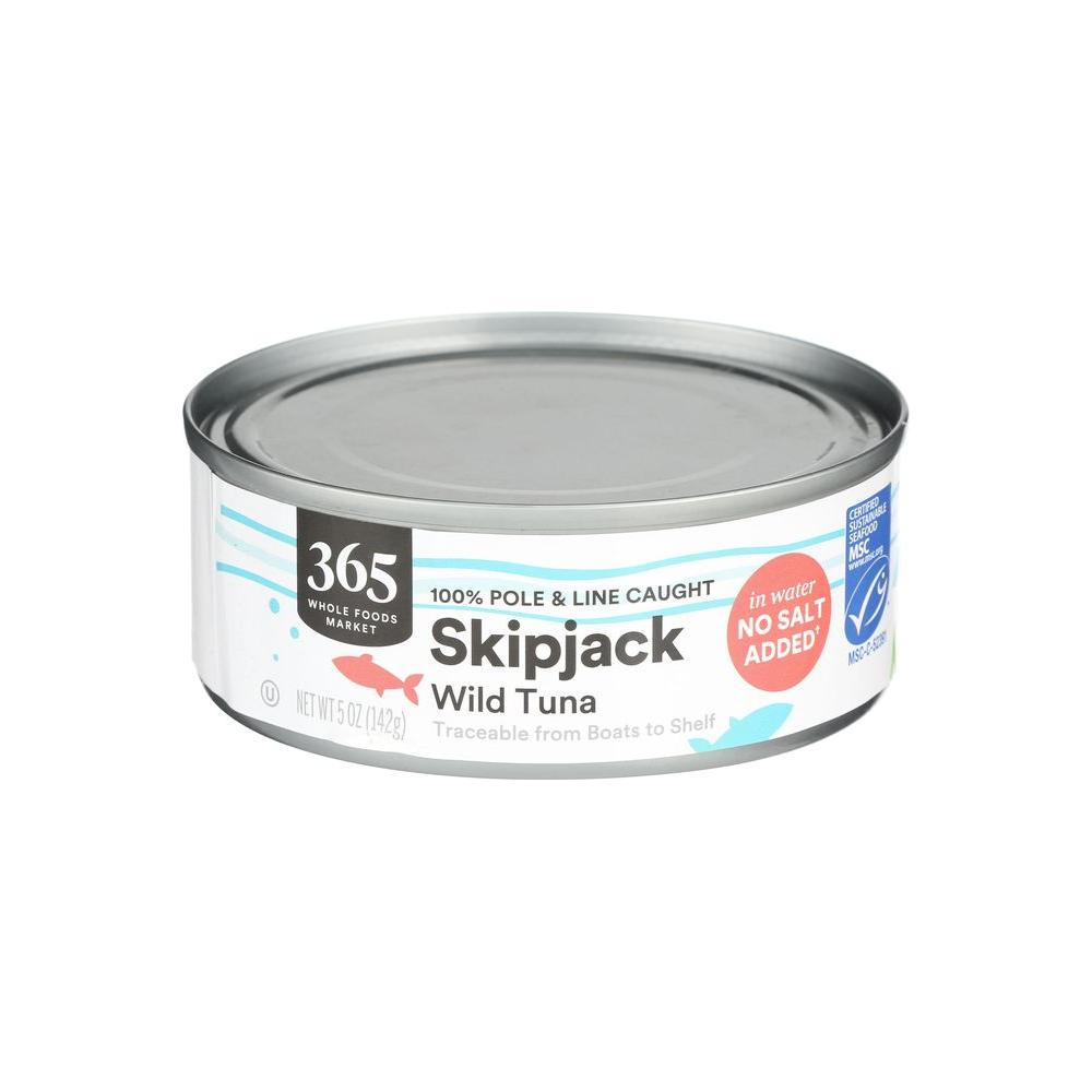 365 by Whole Foods Market Unsalted Skipjack Tuna in Water 5 Ounce - Whlsome - Fish Products