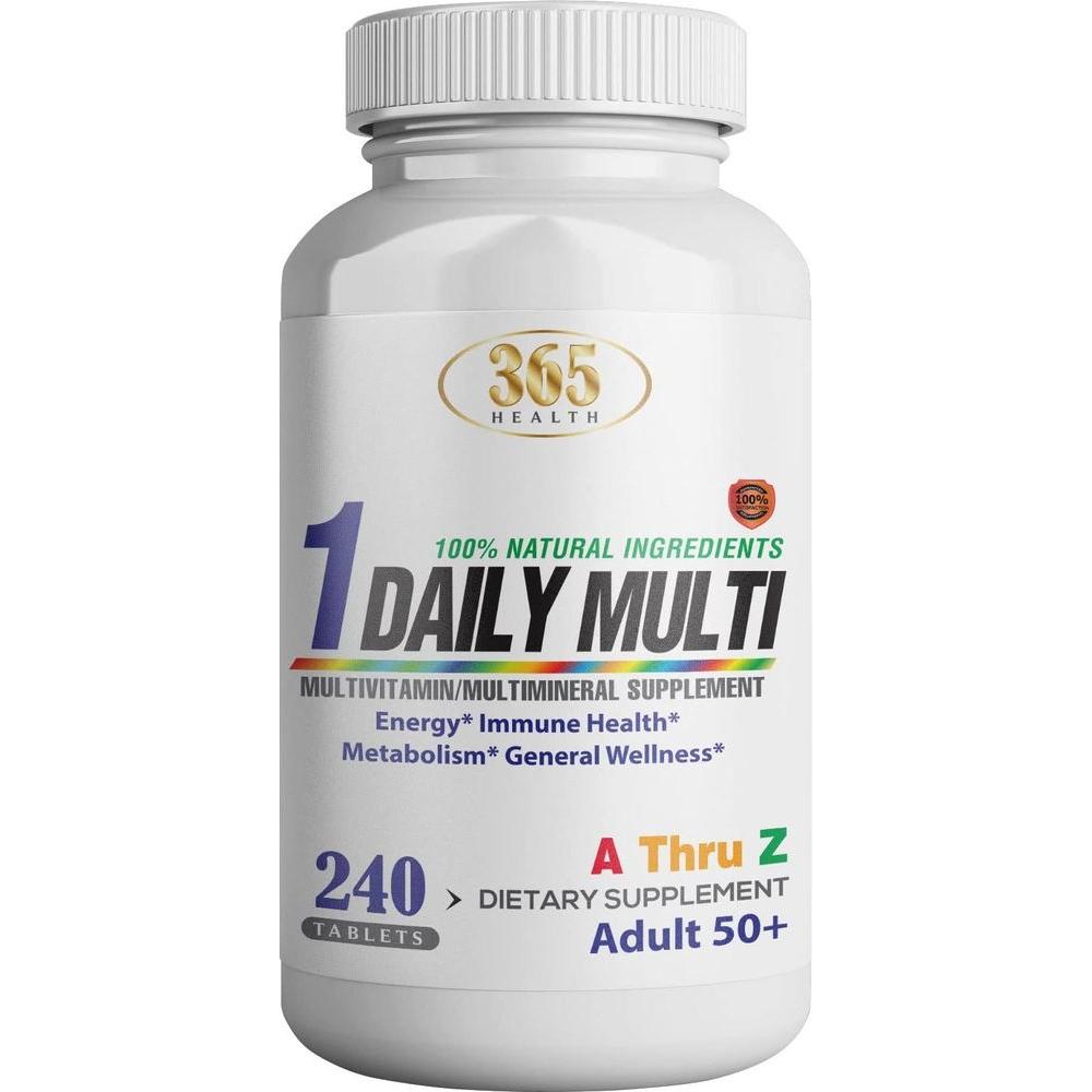 365 Health Multivitamin for Adults 50 Plus, Multivitamin/Multimineral Supplement with Vitamin D3, B Vitamins, Calcium and Antioxidants, Gluten Free, Non - GMO Ingredients - 240 Count - Whlsome - Vitamins & Supplements