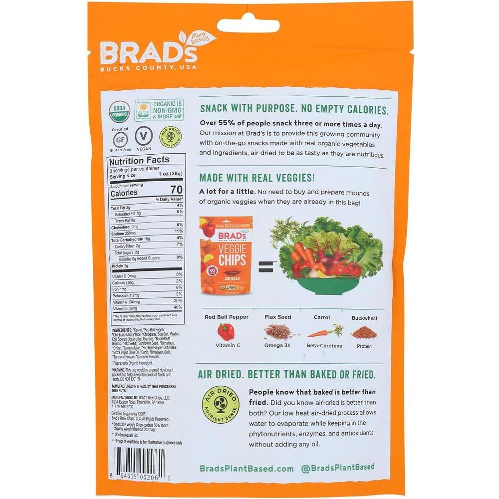 3oz Cheddar Flavor - Famous Brads Raw Chips - Vegan, Gluten Free, Natural, Healthy Snack - Whlsome - Snacks