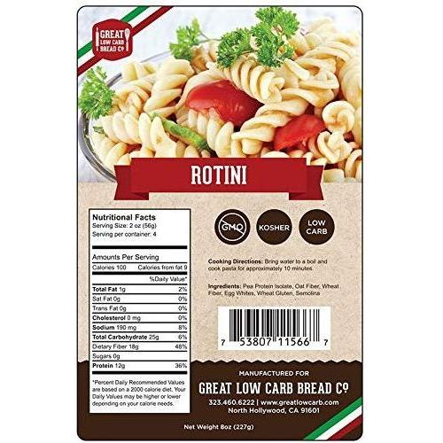 4 Pack Assortment Low Carb Pasta, Fettuccine, Rotini, Penne, and Elbows, Great Low Carb Bread Company - Whlsome - Pasta