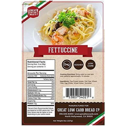 4 Pack Assortment Low Carb Pasta, Fettuccine, Rotini, Penne, and Elbows, Great Low Carb Bread Company - Whlsome - Pasta