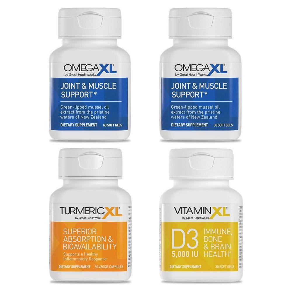 4 Pack Immune Supporting Bundle - (2) OmegaXL 60 Count + TurmericXL + VitaminXL D3 - to Support Optimal Immune Health - Whlsome - Vitamins &amp; Supplements