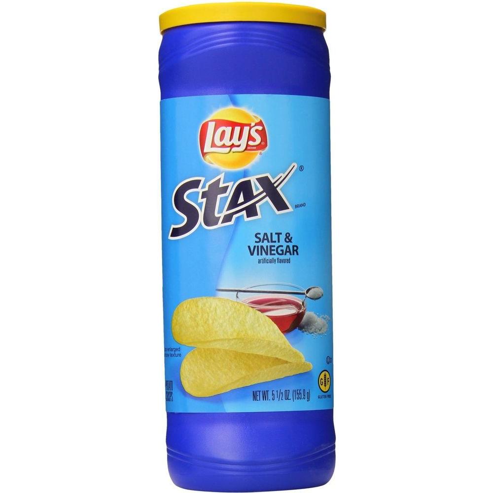 (4 Pack) Lay's Stax Salt & Vinegar Potato Crisps 5.5 oz - Whlsome - Snacks