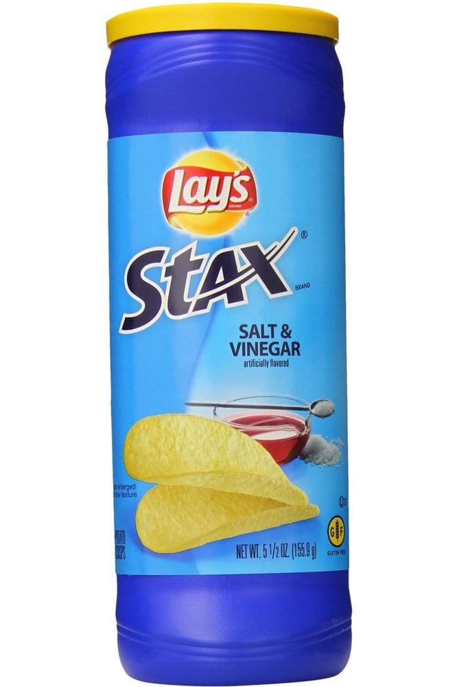 (4 Pack) Lay's Stax Salt & Vinegar Potato Crisps 5.5 oz - Whlsome - Snacks