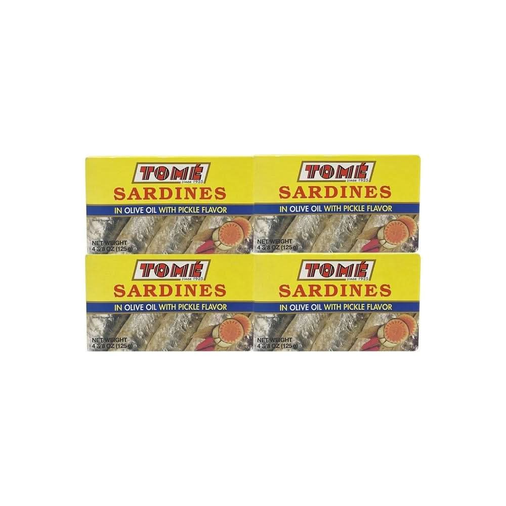 4 Packs Tome Sardines In Olive Oil w Pickle Flavor 125g Ea - Whlsome - Olive Oil