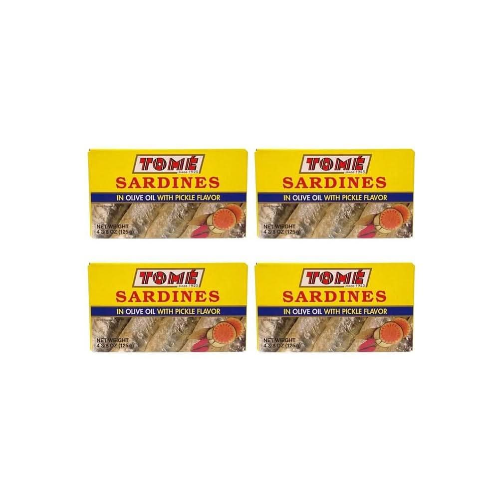 4 Packs Tome Sardines In Olive Oil w Pickle Flavor 125g Ea - Whlsome - Olive Oil