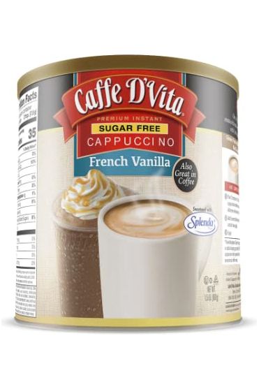 Caffe DVita Sugar Free French Vanilla Cappuccino Mix  Instant Cappuccino Mix Gluten Free No Cholesterol No Hydrogenated Oils 99 Caffeine Free Sugar Free Cappuccino Mix  15 Lb Can