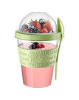 GanoOne Breakfast On the Go Cups Take and Go Yogurt Cup with Topping Cereal or Oatmeal Container Portable Lux Yogurt Cereal ToGo Container with Top Lid Granola  Fruit Compartment Yellow