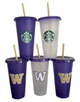 Starbucks LIMITED EDITION Reusable Cold Cups University of Washington UW UDub Pack of 5 24 oz Venti