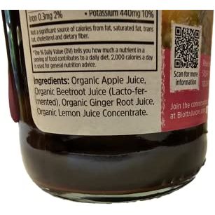 Biotta Organic Apple Beet Ginger Juice  100 Juice Superfood Blend with Organic Apple Juice Beetroot Juice  Ginger Root Juice  Premium Fruit Juice 169 Fl Oz Pk of 6