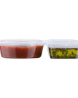 Restaurantware Futura 5 Ounce Snack Containers 500 Microwavable Sauce Containers  2 Compartments Hinged Lid Clear Plastic Portion Cups For Condiments Or Dips