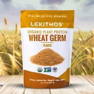 Lekithos Organic Wheat Germ Protein Flakes  8 oz  8g Protein  Certified USDA Organic NonGMO Project Verified No Added Sugars  Certified Vegan