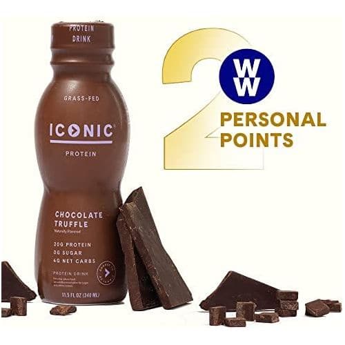 Iconic Protein Drinks Chocolate Truffle 12 Pack  Sugar Free  Low Carb  20g Grass Fed Protein  Lactose Free Gluten Free NonGMO Kosher  Keto Friendly Protein Shakes