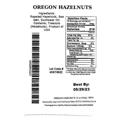 Oregon Farm Fresh Snacks Natural Hazelnuts Roasted  Lightly Salted Hazelnuts Snacks for a Sweet Buttery Flavor  Healthy Hazelnuts Perfect for Snacking  Oregon Hazelnuts 16oz