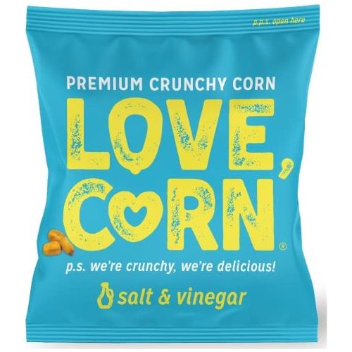 LOVE CORN Salt  Vinegar 07oz x 20 Bags  Delicious Crunchy Corn  Healthy Family Snacks  Gluten Free Kosher NONGMO  Alternative for Chips Nuts Crackers  Pretzels  Perfect for Charcuterie Boards