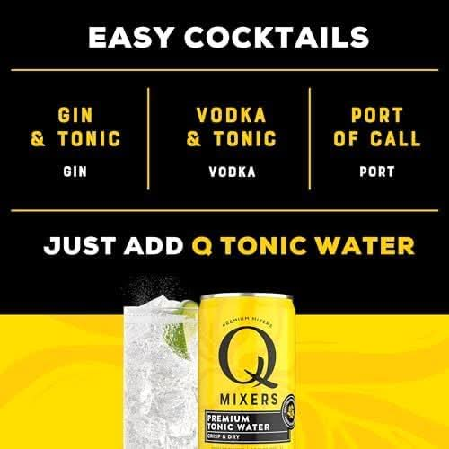 Q Mixers Tonic Water Premium Cocktail Mixer Made with Real Ingredients Only 45 Calories per Can 75 Fl oz Pack of 24