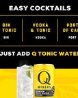 Q Mixers Tonic Water Premium Cocktail Mixer Made with Real Ingredients Only 45 Calories per Can 75 Fl oz Pack of 24