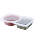 Restaurantware Futura 5 Ounce Snack Containers 500 Microwavable Sauce Containers  2 Compartments Hinged Lid Clear Plastic Portion Cups For Condiments Or Dips