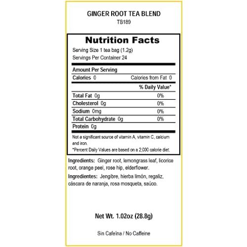 Tadin Herb and Tea Caffeine Free Ginger Root 24 Count Pack of 6