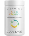 Codeage ADK Vitamin Supplement, Vitamin A, Vitamin D3 5000 IU Cholecalciferol, Vitamin K1 & K2 (MK4 & MK7), 6-Month Supply, Only One Daily Pill, Helps Support Immune Health, Bone & Heart, 180 Capsules