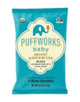 Puffworks Baby Organic Almond Butter Puffs, with Peanut Butter, Plant-Based Protein, USDA Organic, Gluten-Free, Vegan, Non-GMO, Kosher, 0.5 Ounce (Pack of 12)