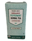 Trader Joes Peppermint Tea Organic  20 Tea Bags  Herbal Caffeine Free