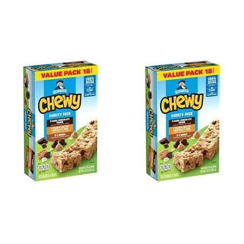 Quaker Chewy Granola Bars, Variety Pack, 18 Count (Pack of 2)