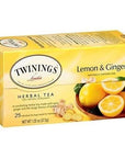 Twinings Lemon  Ginger Individually Wrapped Herbal Tea Bags 25 Count Pack of 1 Spicy Ginger Lemon Peel and Lemongrass with eRaiyan Sticker