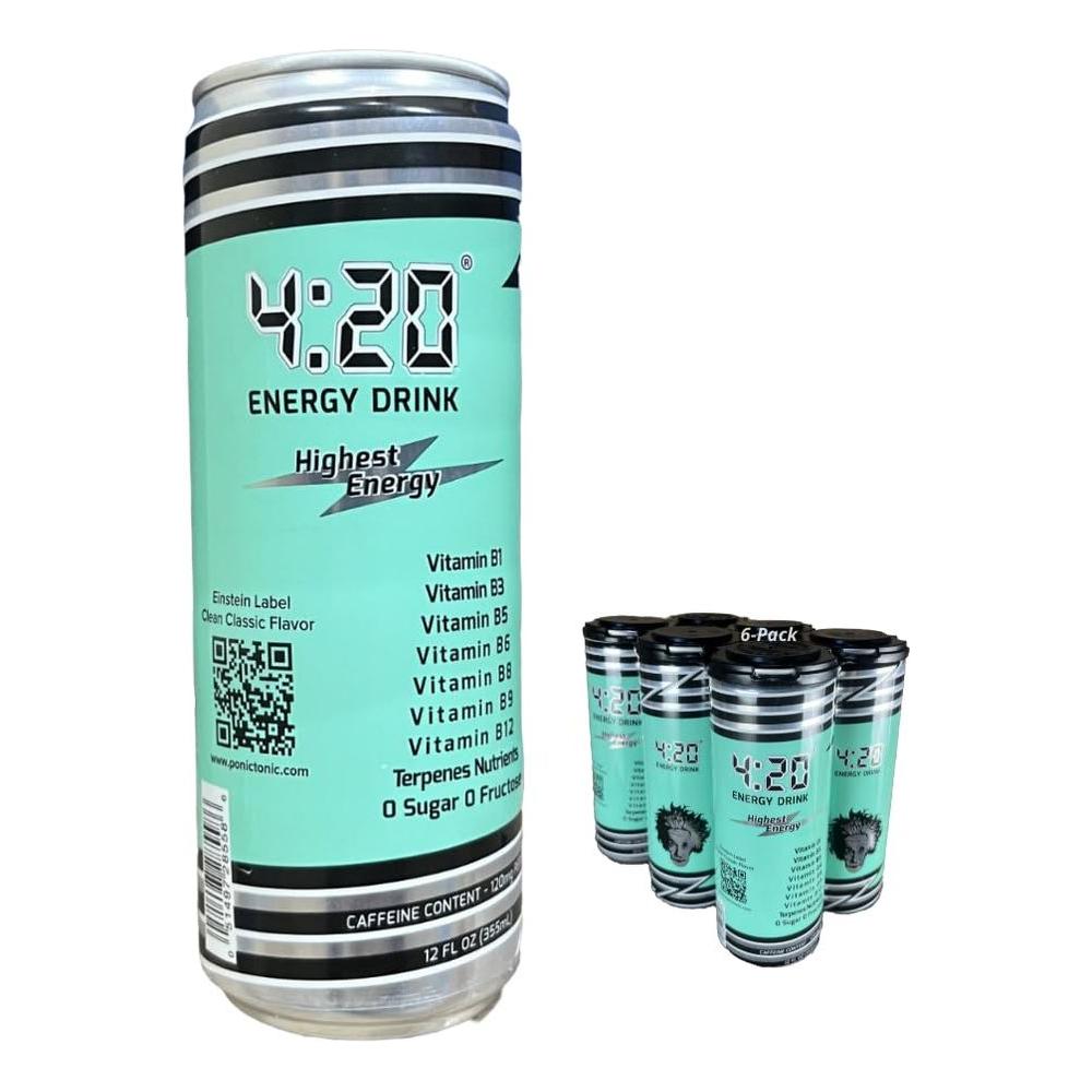 420 Energy Drinks Sugar Free with Terpenes to Boost your High and Focus Clean Classic Flavor No Aftertaste Healthy Vitamins Zero Hemp Weed Pack of 6 - Whlsome - Energy Drinks