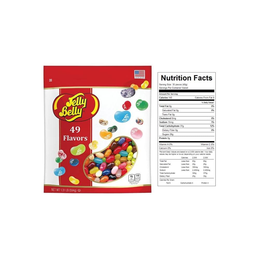 49 Assorted Jelly Bean Flavors Resealable Pouch Gluten and Fat Free Shareable Bag of Fruity Chewy Candy 131 LB - Whlsome - Candies & Chocolates