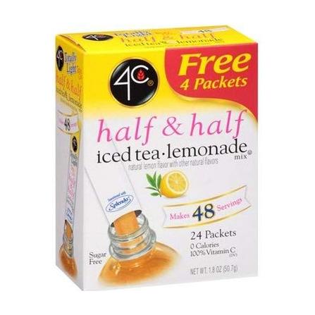 4C Half Half Iced Tea Lemonade Drink Mix SugarFree Box Containing 24Packets - Whlsome - Grocery (Other)