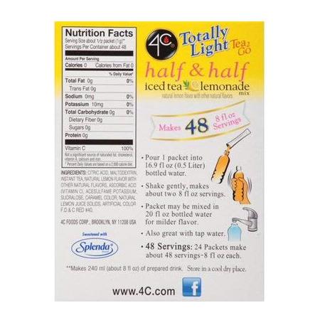 4C Half Half Iced Tea Lemonade Drink Mix SugarFree Box Containing 24Packets - Whlsome - Grocery (Other)