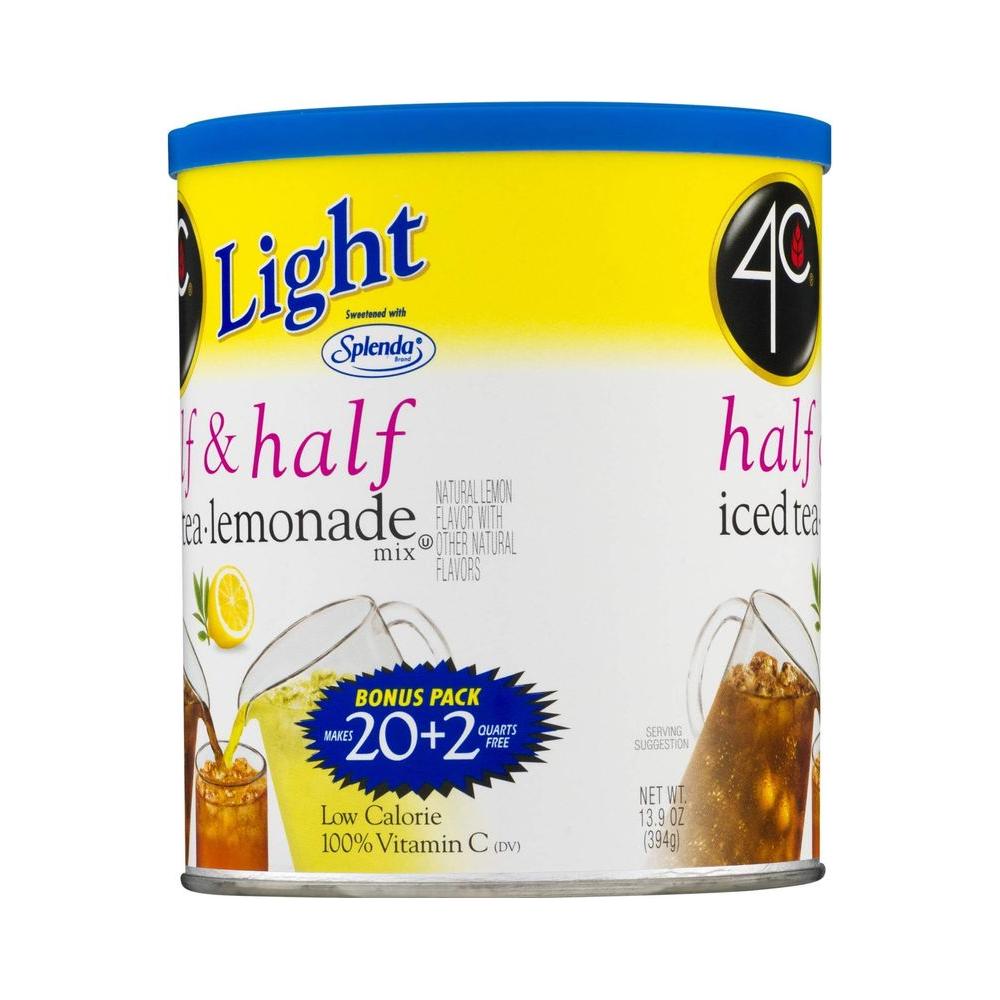 4C Light Powdered Drink Mix Cannisters Zero Sugar Half Half 22 Quarts Family Sized Cannister Low Calorie Thirst Quenching Flavors Light Half Half 139 Ounce Pack of 2 - Whlsome - Grocery (Other)