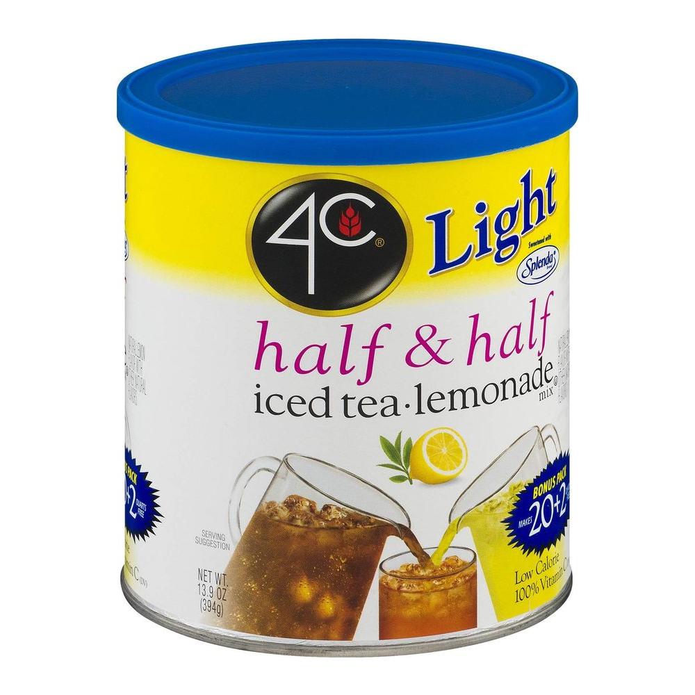 4C Light Powdered Drink Mix Cannisters Zero Sugar Half Half 22 Quarts Family Sized Cannister Low Calorie Thirst Quenching Flavors Light Half Half 139 Ounce Pack of 2 - Whlsome - Grocery (Other)