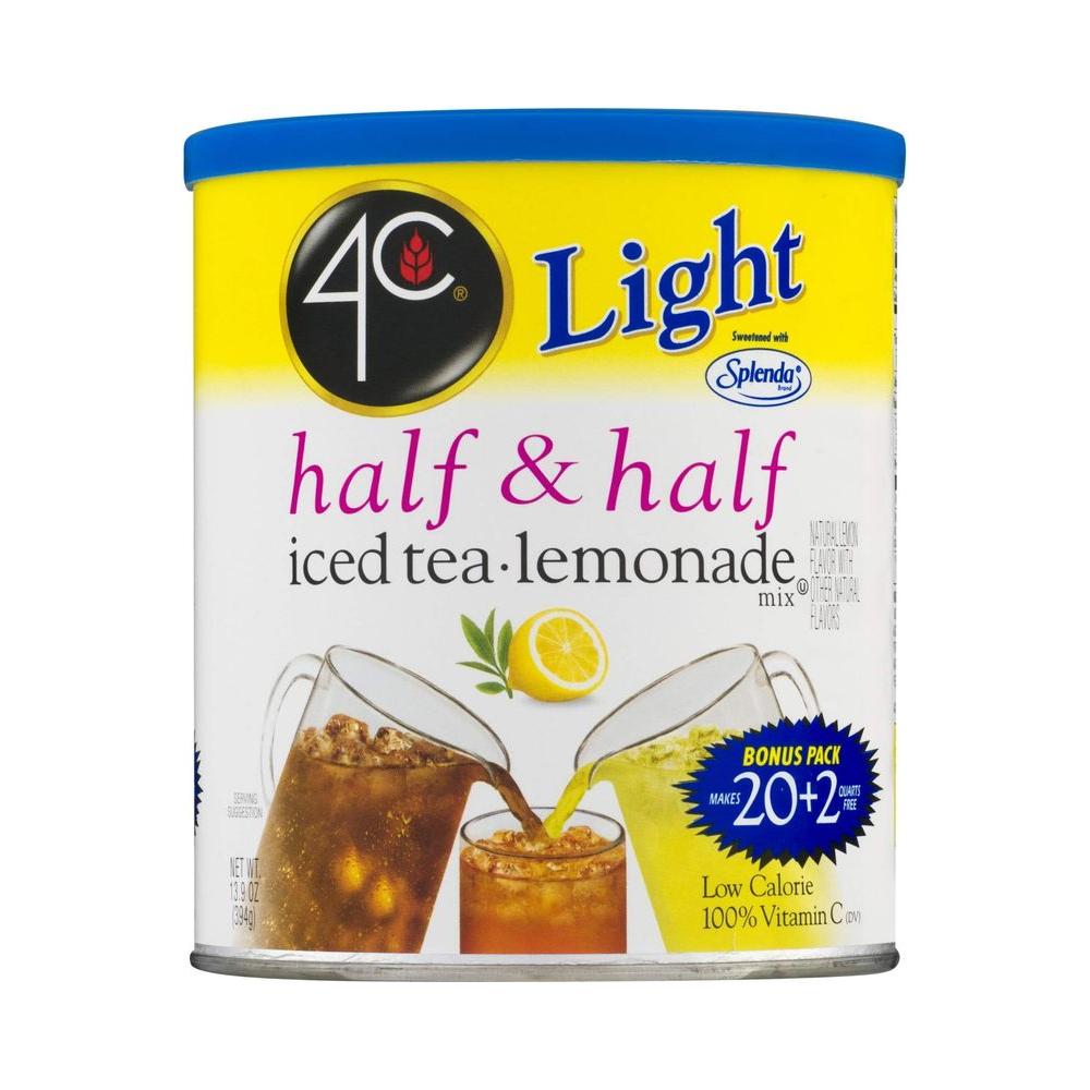 4C Light Powdered Drink Mix Cannisters Zero Sugar Half Half 22 Quarts Family Sized Cannister Low Calorie Thirst Quenching Flavors Light Half Half 139 Ounce Pack of 2 - Whlsome - Grocery (Other)