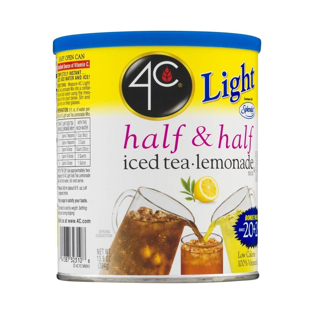 4C Light Powdered Drink Mix Cannisters Zero Sugar Half Half 22 Quarts Family Sized Cannister Low Calorie Thirst Quenching Flavors Light Half Half 139 Ounce Pack of 2 - Whlsome - Grocery (Other)