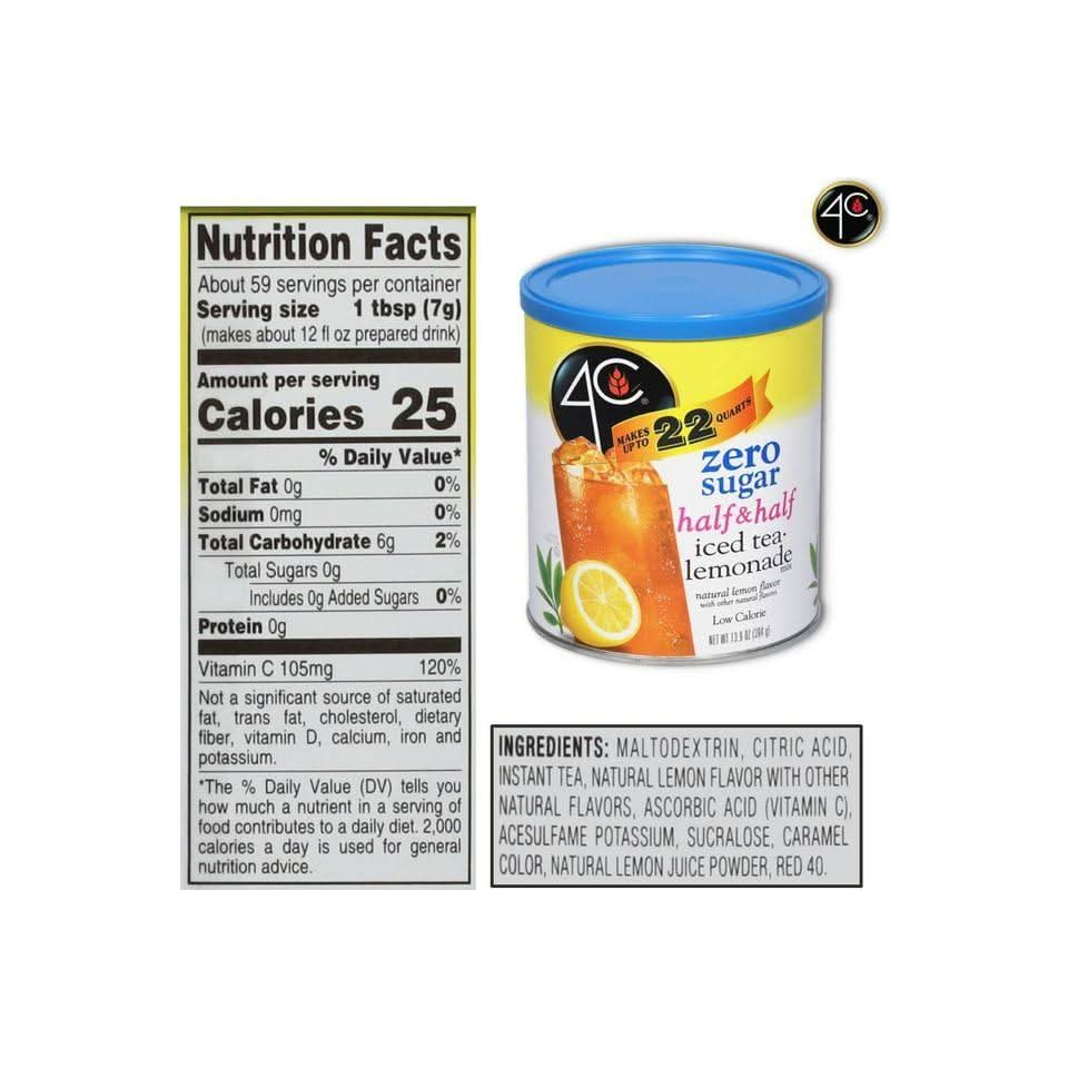 4C Light Powdered Drink Mix Cannisters Zero Sugar Half Half 3 Pack 22 Quarts Family Sized Cannister Low Calorie Thirst Quenching Flavors - Whlsome - Drinks &amp; Beverages