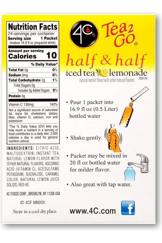 4C Powder Drink Mix Packets, Half &amp; Half 6 Pack - 24 Count - Whlsome - Drinks &amp; Beverages