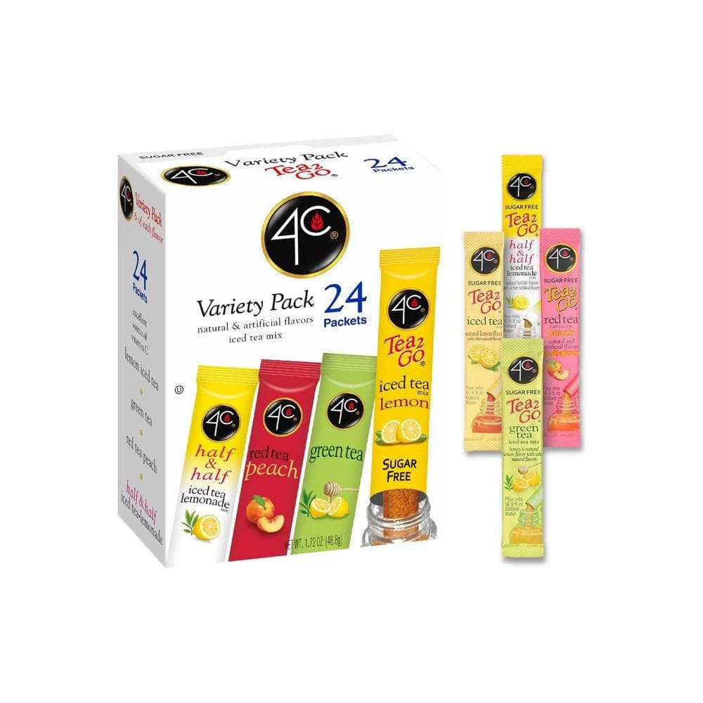 4C Powder Drink Mix Packets - Iced Tea Variety 1 Pack - 24 Count - Whlsome - Drinks &amp; Beverages