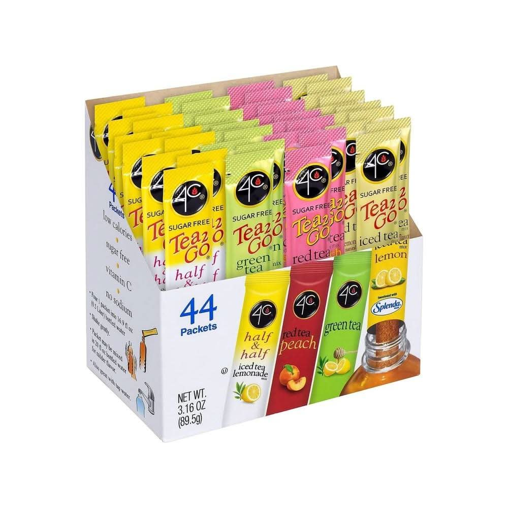 4C Powder Drink Mix Packets Iced Tea Variety 1 Pack 44 Count Singles Stix On the Go Refreshing Sugar Free Water Flavorings - Whlsome - Grocery (Other)